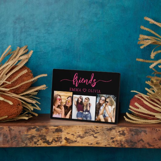 Hot roze vrienden 3 foto vriendschap collage fotoplaat (Zijkant)
