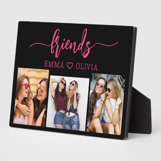 Hot roze vrienden 3 foto vriendschap collage fotoplaat (Zijkant)