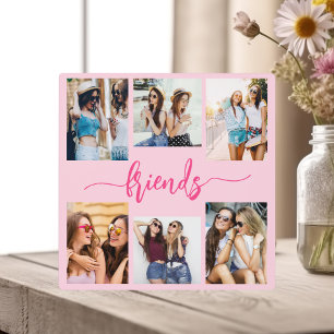 Hot roze vriendschap vrienden 6 foto collage cadea fotoplaat