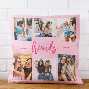 Hot roze vriendschap vrienden 6 foto collage cadea kussen