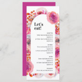 Hot-roze Vrijgezellenfeest met Floral Menu (Voorkant / Achterkant)