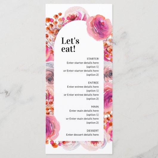 Hot-roze Vrijgezellenfeest met Floral Menu (Voorkant)