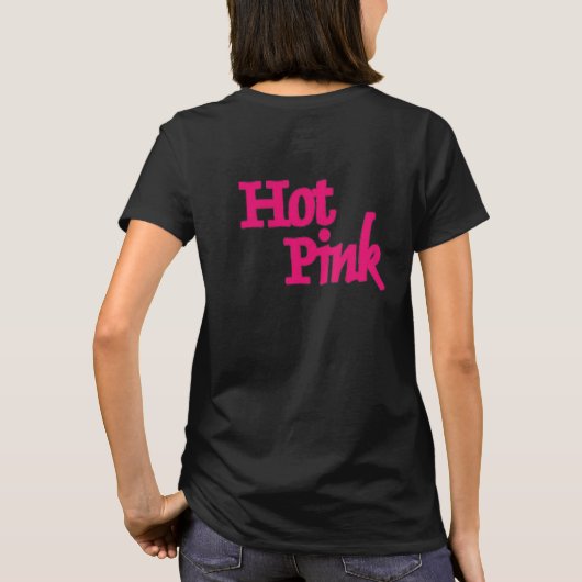 Hot-roze vrouwen zwart t-shirt achteraan (Achterkant)