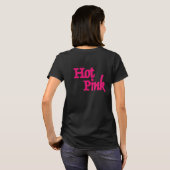 Hot-roze vrouwen zwart t-shirt achteraan (Achterkant volledig)