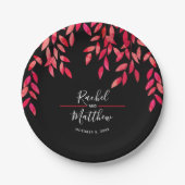 Hot-roze vulling op het zwarte huwelijk papieren bordje (Voorkant)