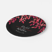 Hot-roze vulling op het zwarte huwelijk papieren bordje (Gekanteld)