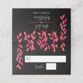 Hot-roze vulling op het zwarte huwelijk plaatskaartje (Buitenkant ongevouwen)