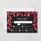 Hot-roze vulling op het zwarte huwelijk RSVP kaartje (Voorkant)