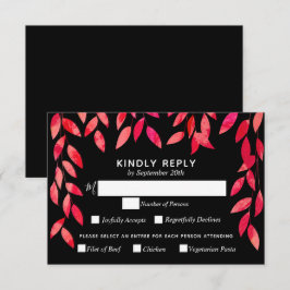 Hot-roze vulling op het zwarte huwelijk RSVP kaartje
