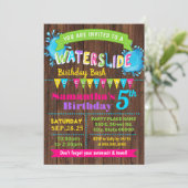 Hot Roze waterglijbaan verjaardag zomer bash party Kaart (Staand voorkant)