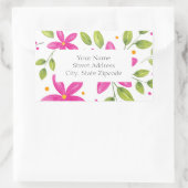 Hot roze Waterverf bloemenboeketlabels Rechthoekige Sticker (Tas)