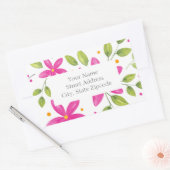 Hot roze Waterverf bloemenboeketlabels Rechthoekige Sticker (Envelop)
