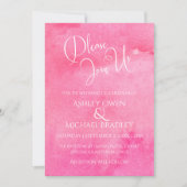 Hot Roze Waterverf Elegante Typografie Huwelijk 1 Kaart (Voorkant)