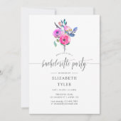 Hot-roze Waterverf Floral Bachelorette Party Kaart (Voorkant)