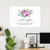 Hot-roze Waterverf Floral Kaarten en Gifts Poster (Thuiskantoor)