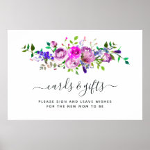 Hot-roze Waterverf Floral Kaarten en Gifts Poster