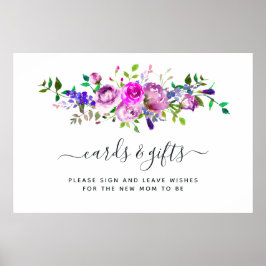 Hot-roze Waterverf Floral Kaarten en Gifts Poster