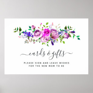 Hot-roze Waterverf Floral Kaarten en Gifts Poster