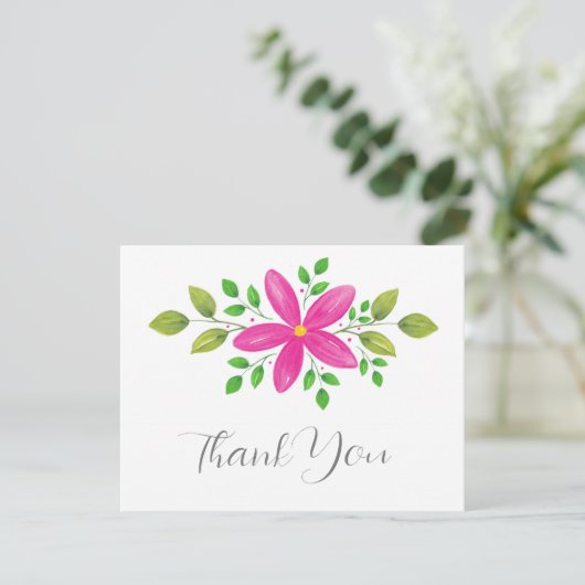 Hot-roze Waterverf Floral Swag Bedankkaart (Staand voorkant)