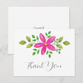 Hot-roze Waterverf Floral Swag Bedankkaart (Voorkant / Achterkant)