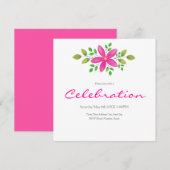 Hot-roze Waterverf Floral Swag Kaart (Voorkant / Achterkant)