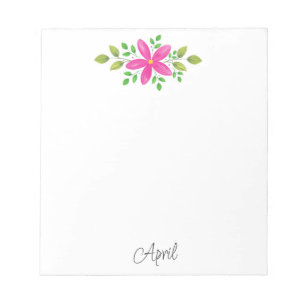 Hot-roze Waterverf Floral Swag Notitieblok