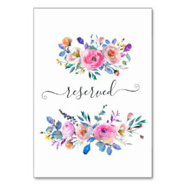 Hot-roze Waterverf Floral voorbehouden Kaart