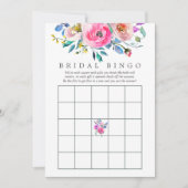 Hot-roze Waterverf Floral Vrijgezellenfeest Bingo Kaart (Voorkant)