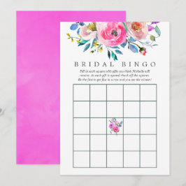Hot-roze Waterverf Floral Vrijgezellenfeest Bingo Kaart