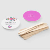 Hot-roze Waterverf Floral Wedding Favor Handwaaier (Niet-gemonteerd)