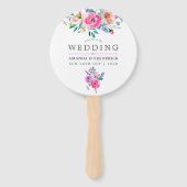 Hot-roze Waterverf Floral Wedding Favor Handwaaier (Voorkant)