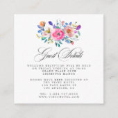 Hot-roze Waterverf Floral Wedding Guest Details E Informatiekaartje (Voorkant)