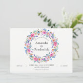 Hot-roze Waterverf Floral Wedding Kaart (Staand voorkant)