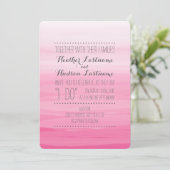 Hot-roze Waterverf geïnspireerde ombre Wedding Kaart (Staand voorkant)