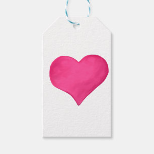 Hot-roze Waterverf hart Cadeaulabel