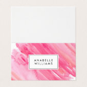 Hot-roze Waterverf Modern Visitekaartje (Buitenkant ongevouwen)