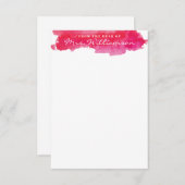 Hot-roze Waterverf Notitiekaartje (Voorkant / Achterkant)