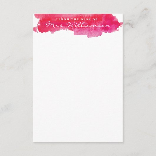 Hot-roze Waterverf Notitiekaartje (Voorkant)