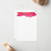 Hot-roze Waterverf Notitiekaartje (Voorkant / Achterkant in situ)