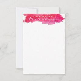 Hot-roze Waterverf Notitiekaartje