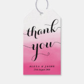Hot roze Waterverf ombre dank u Cadeaulabel (Voorkant)