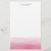 Hot Roze Waterverf Ombre Gradient Gepersonaliseerd Briefpapier (Voorkant)