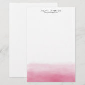 Hot Roze Waterverf Ombre Gradient Gepersonaliseerd Briefpapier (Voorkant / Achterkant)