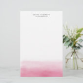 Hot Roze Waterverf Ombre Gradient Gepersonaliseerd Briefpapier (Staand voorkant)