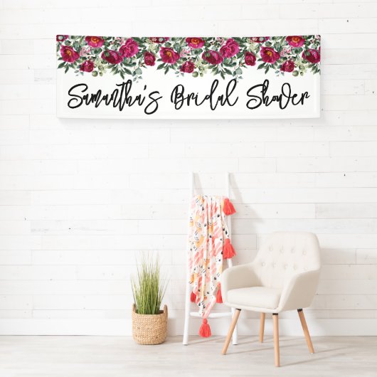 Hot roze Waterverf pioenen Vrijgezellenfeest lang Spandoek (Insitu)