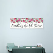 Hot roze Waterverf pioenen Vrijgezellenfeest lang Spandoek (Beurs)