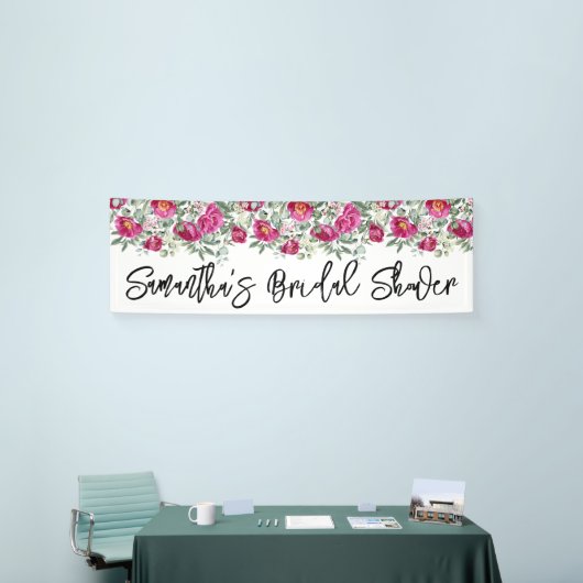 Hot roze Waterverf pioenen Vrijgezellenfeest lang Spandoek (Beurs)