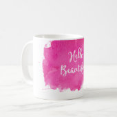 Hot-roze Waterverf Verfplaat Hallo prachtig Koffiemok (Voorkant links)