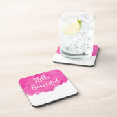 Hot-roze Waterverf Verfplaat Hallo prachtig Onderzetter (Rechterzijde)