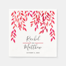 Hot roze Waterverf wijnstokken bruiloft Servet